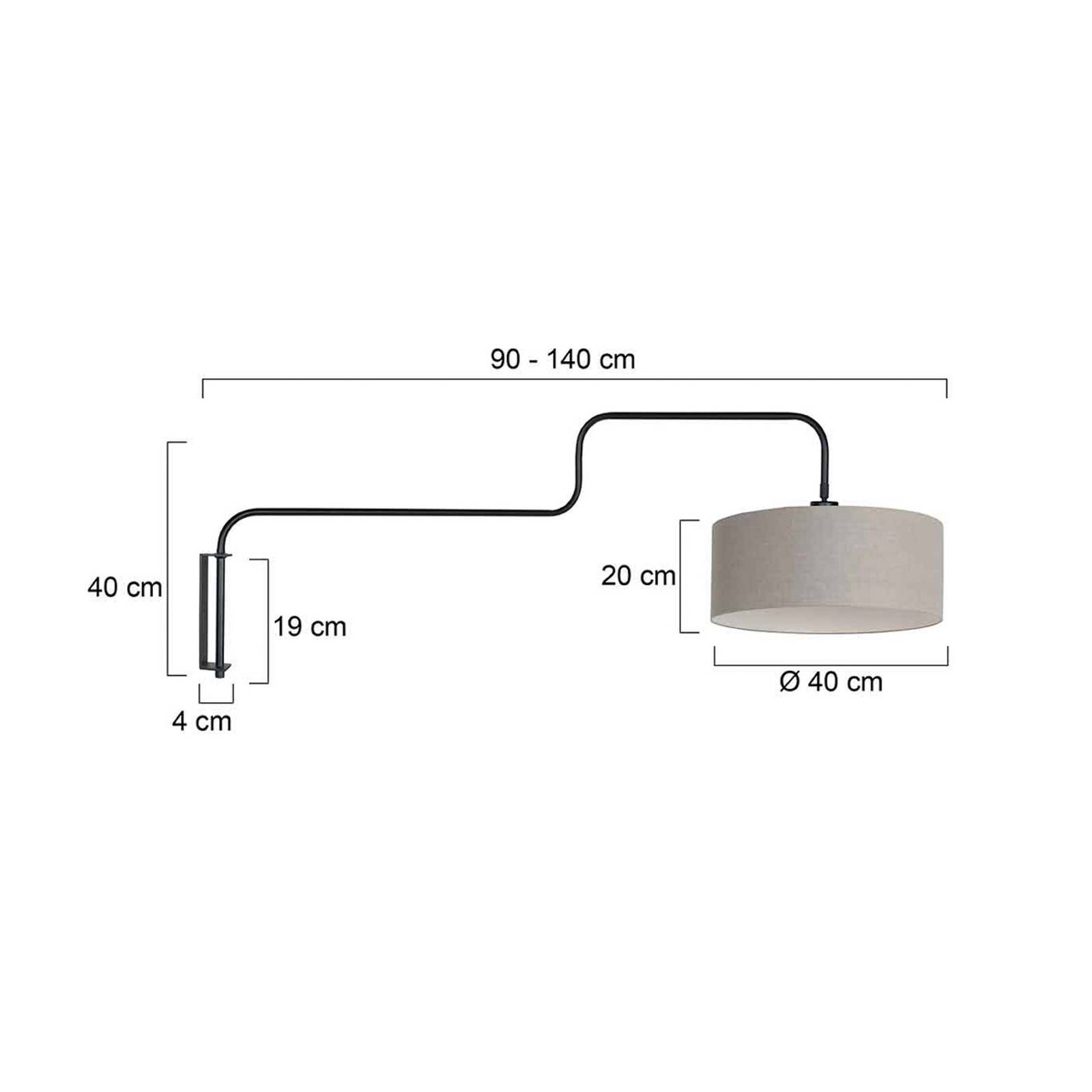 Nástenné svetlo Bloeba, čierna-bahenná, výška 140 cm, chintz