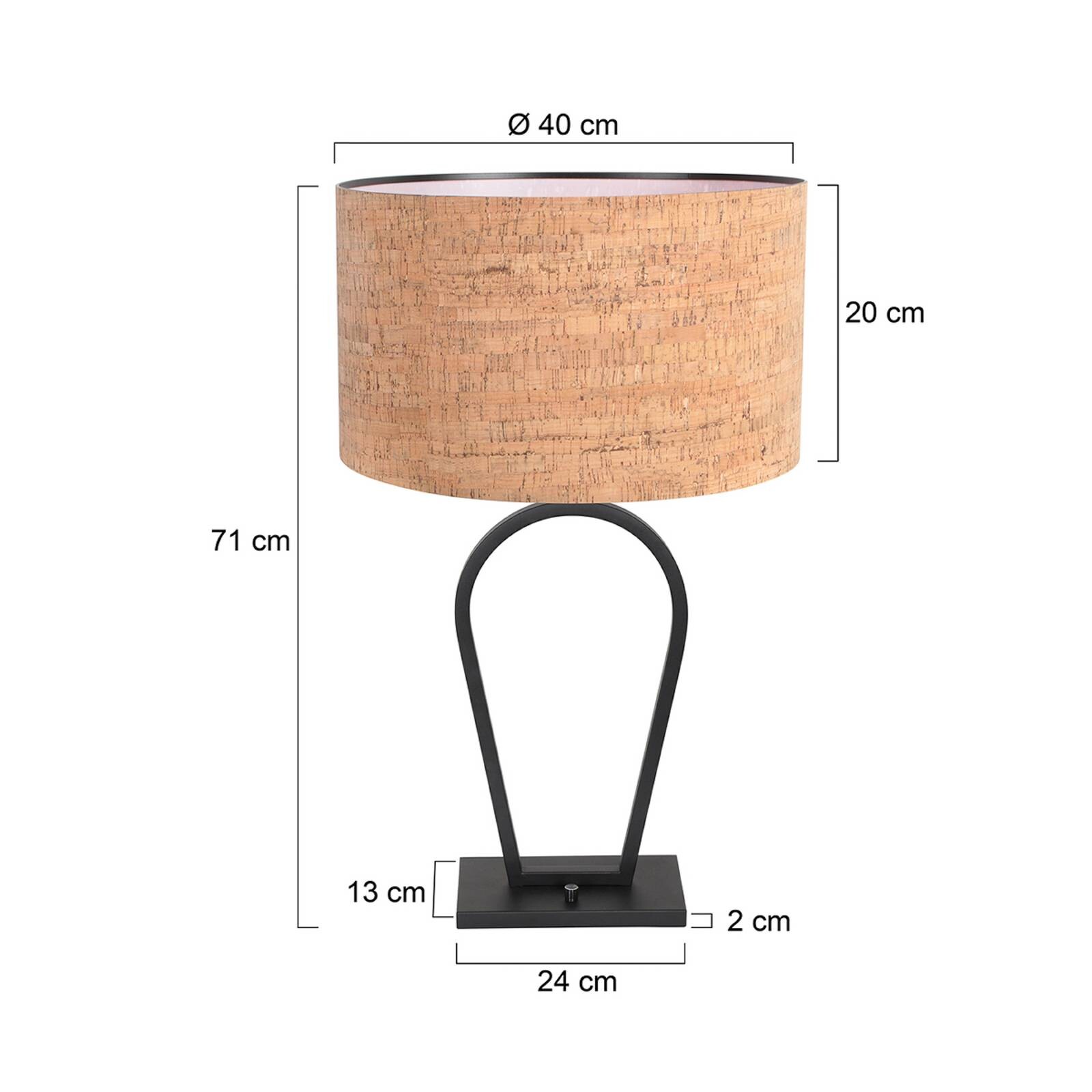 Stolová lampa Stang, čierna/hnedá, výška 71 cm, korok