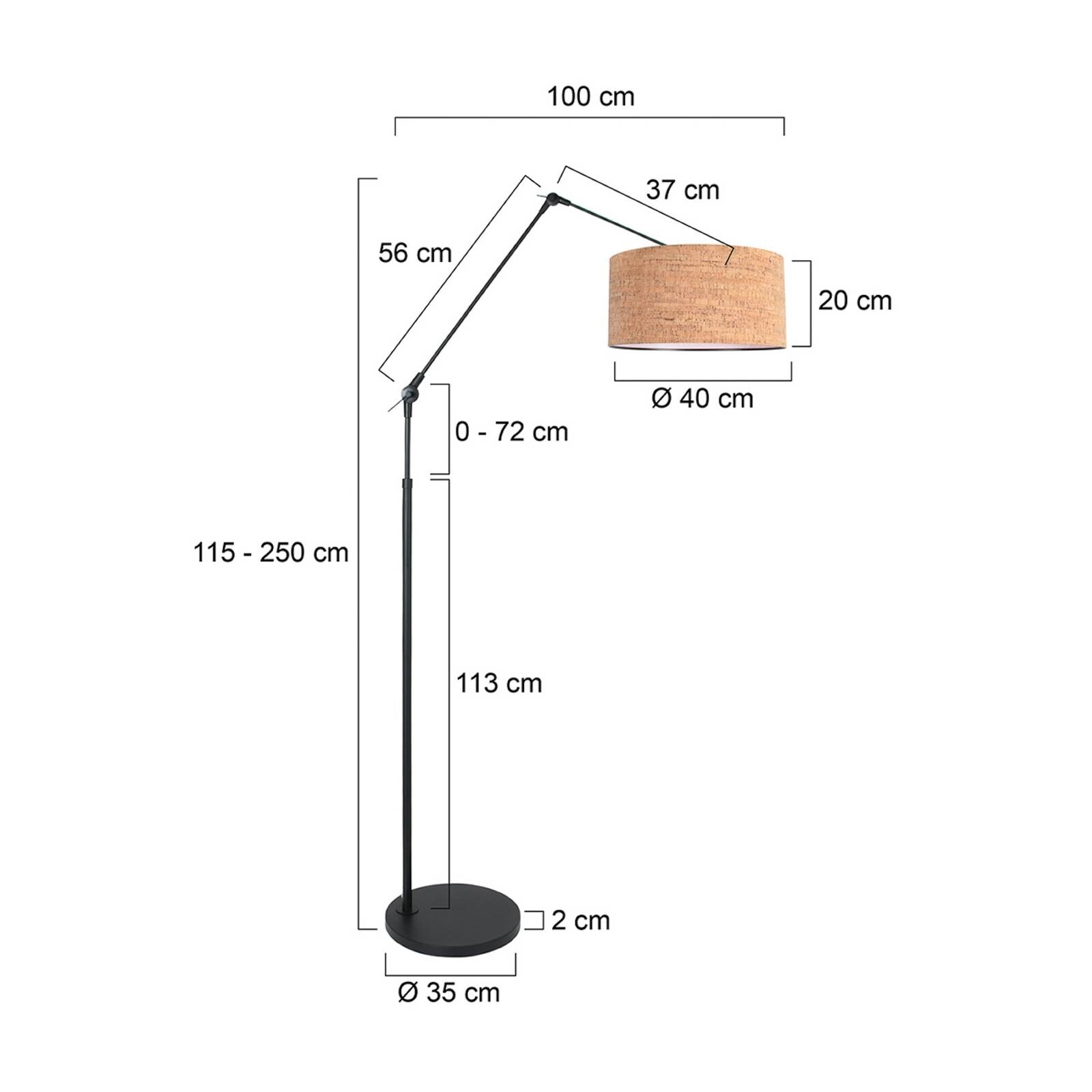 Stojacia lampa Prestige Chic čierna/hnedá, výška 250 cm, korok