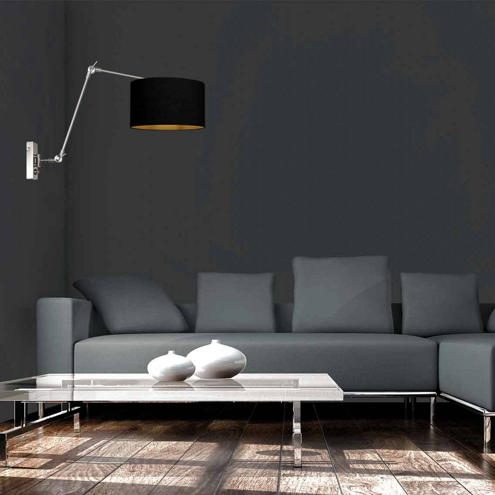 Nástenné svetlo Prestige Chic oceľ/čierna-zlatá, výška 90 cm