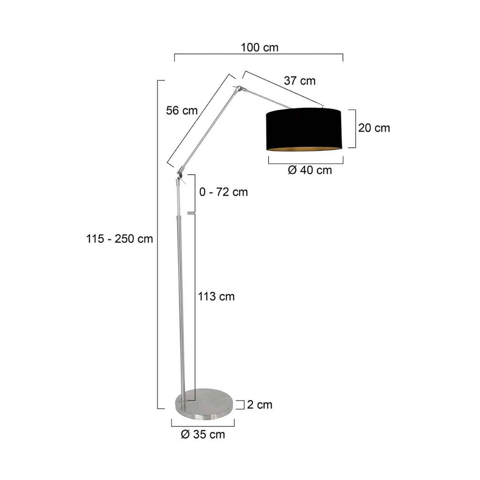 Stojacia lampa Prestige Chic oceľová farba/čierna-zlatá Výška 250 cm