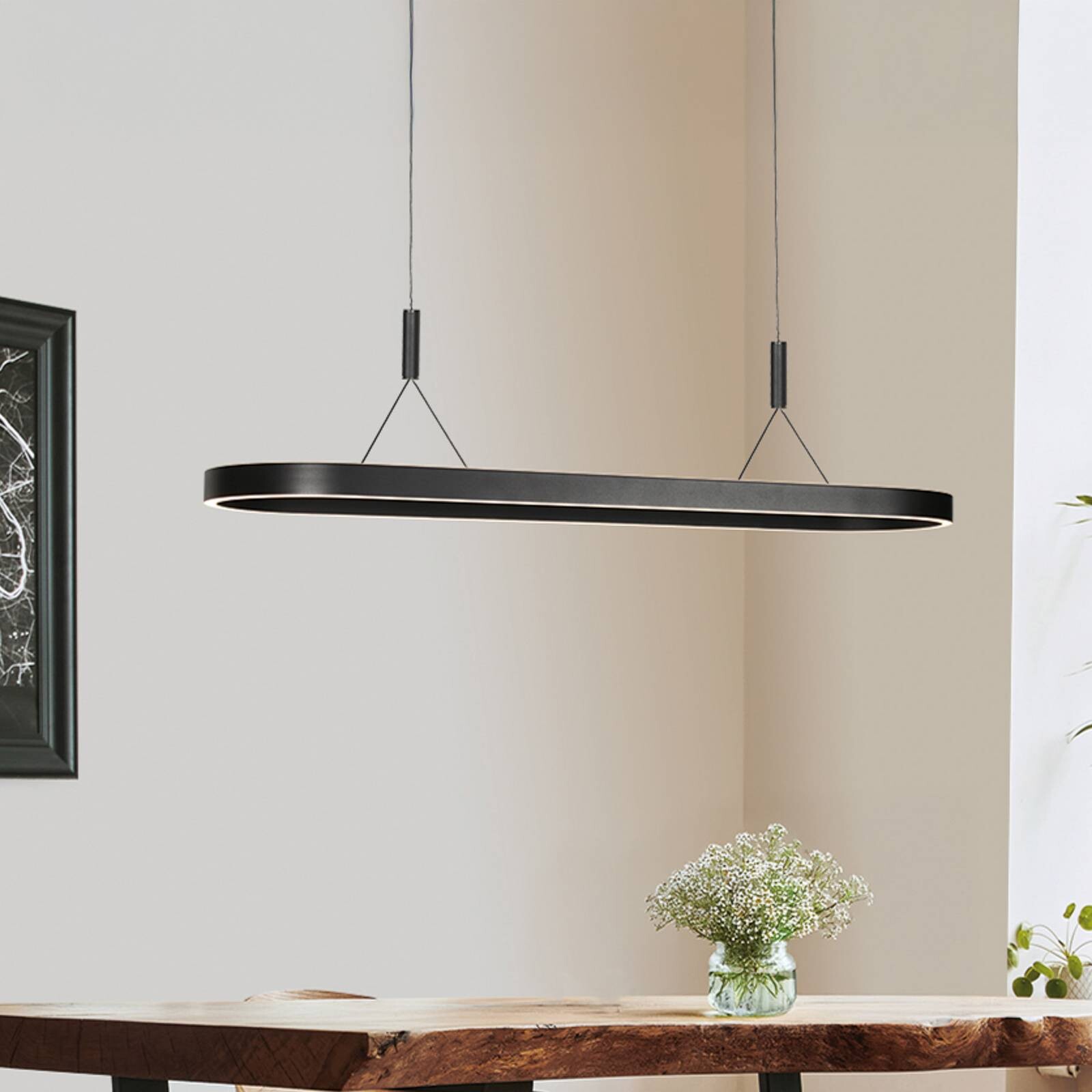 LED závesné svietidlo Mykty, čierna, dĺžka 120 cm, kov, 2-pl.