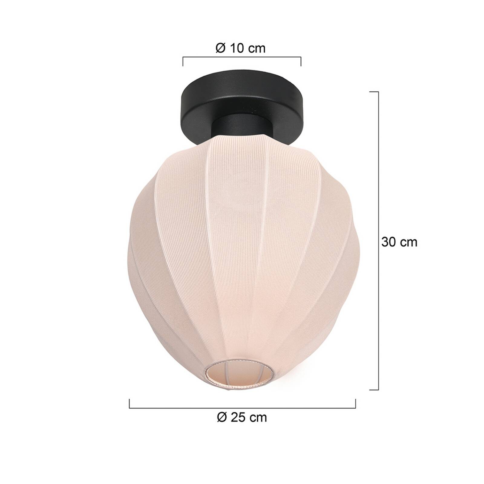 Stropné svietidlo Bloeba, biele/čierne, Ø 25 cm, ľan/kov