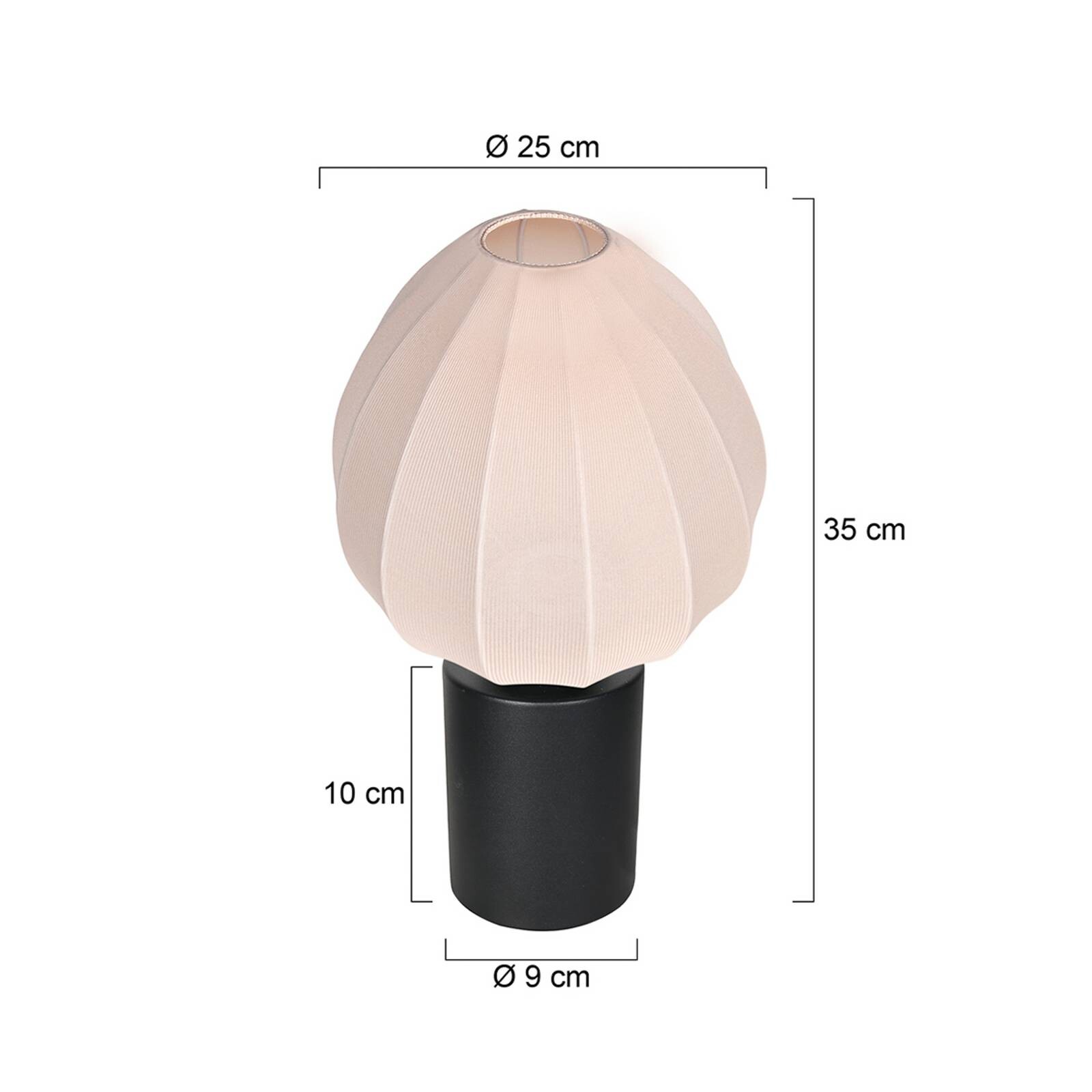 Stolová lampa Bloeba, biela/čierna, Ø 25 cm, ľan/kov