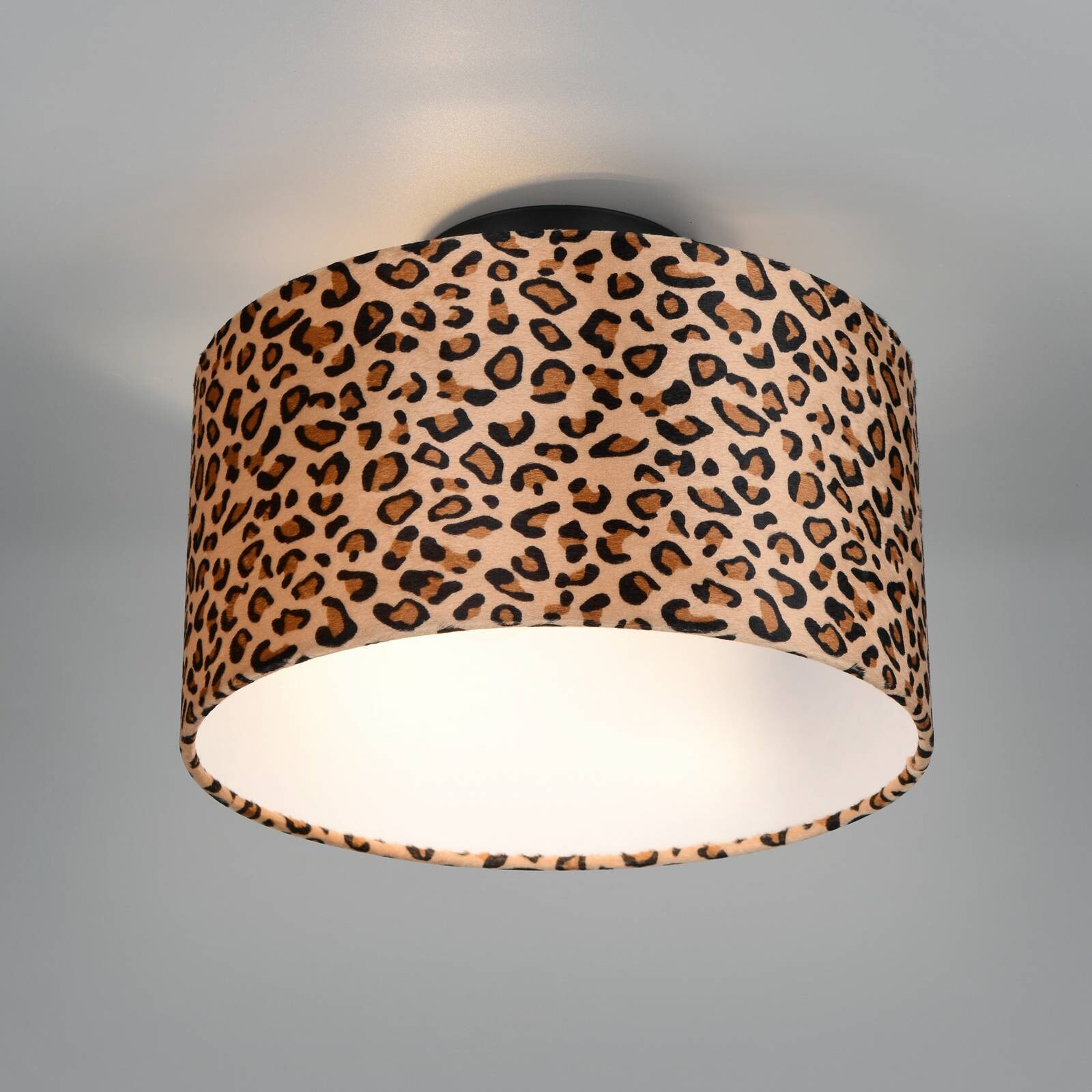 Stropné svietidlo Pardina, hnedé strakaté/čierne, Ø 30 cm kov