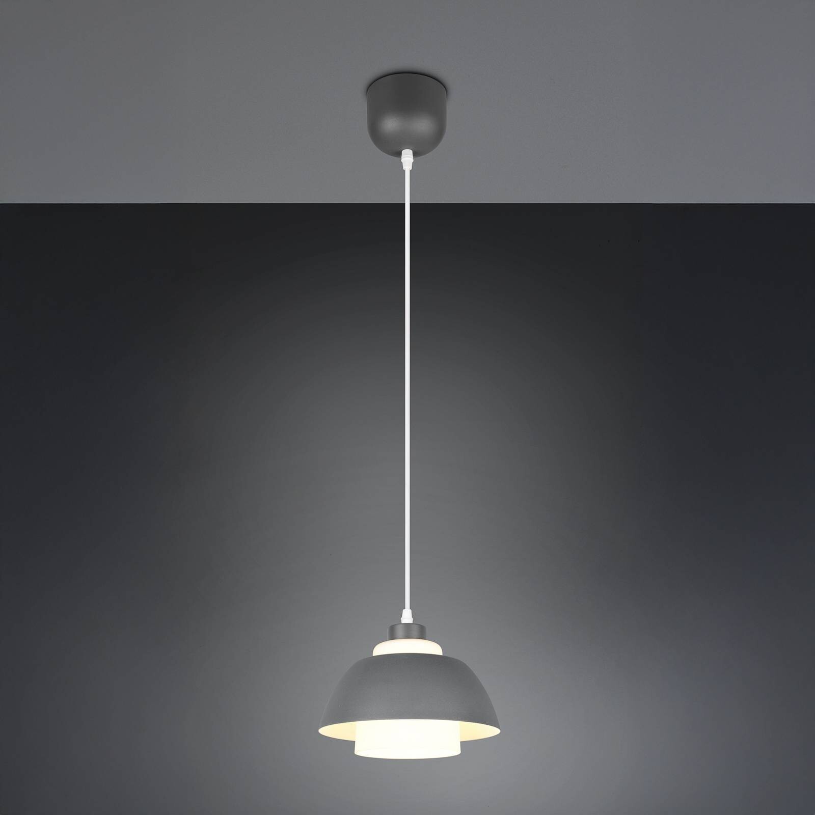 Závesné svietidlo Tilos, antracitová farba, Ø 23 cm, kov/sklo, E27