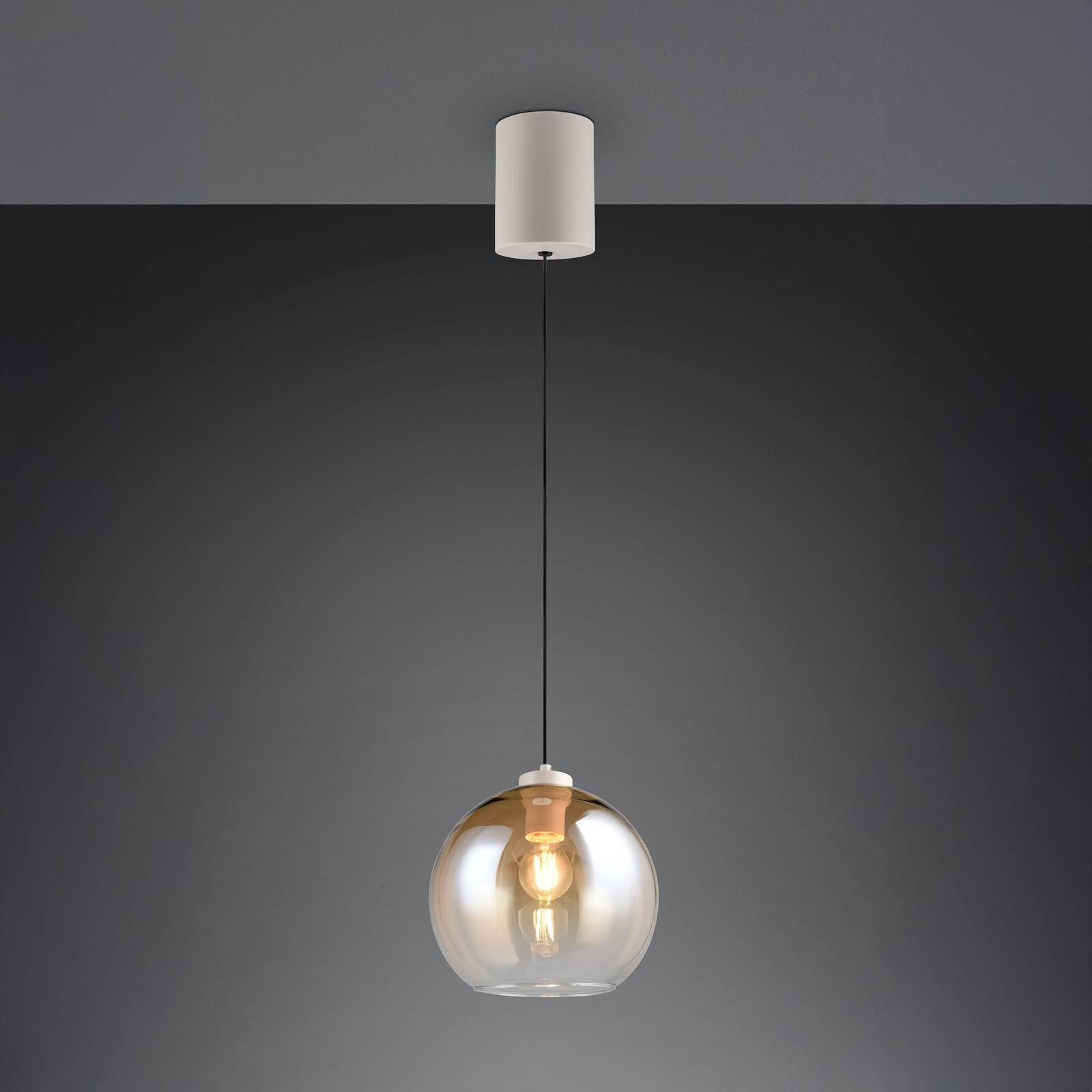 Závesné svietidlo Liora, jantárové, Ø 25 cm, sklo, E27