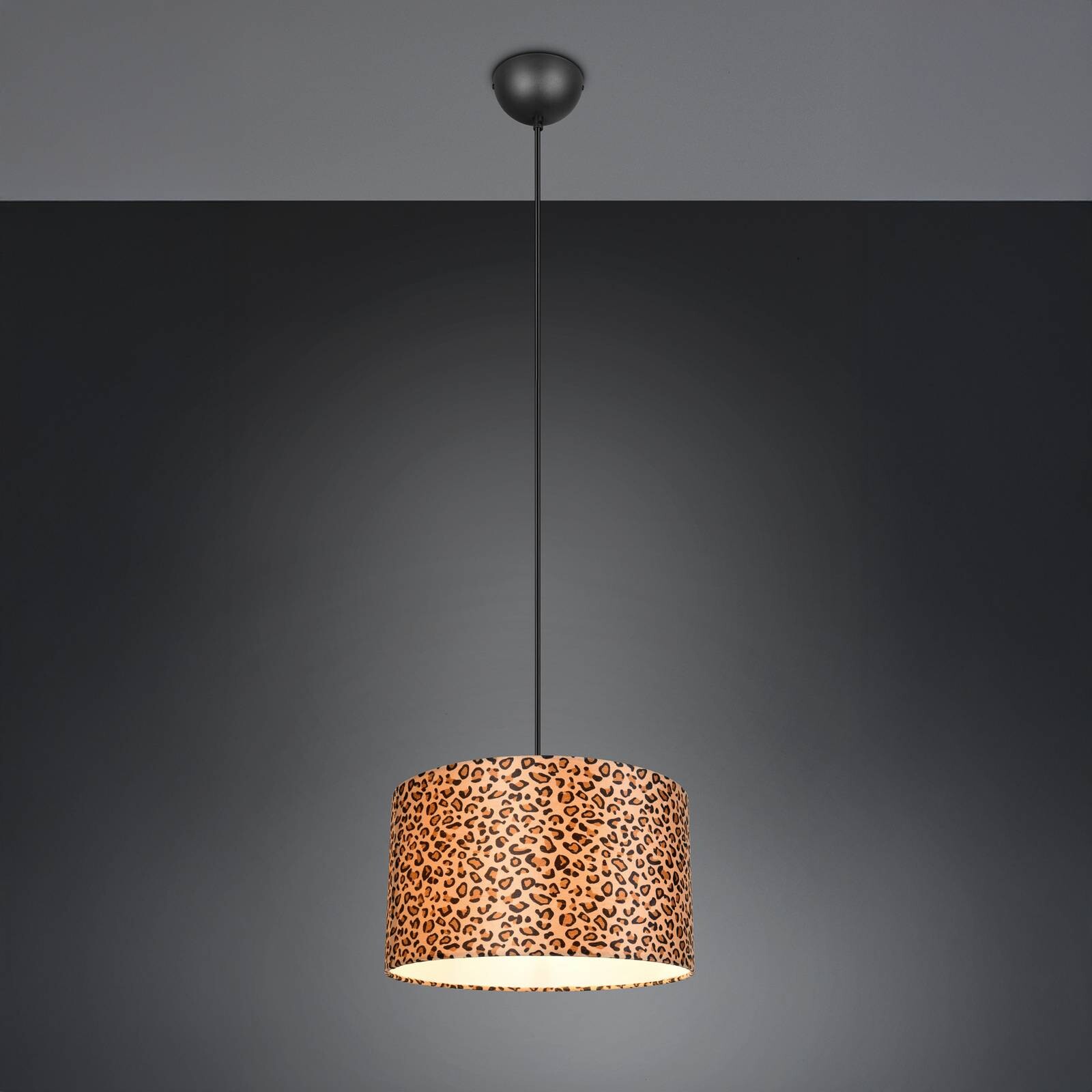 Závesné svietidlo Pardina, hnedá strakatá/čierna, Ø 40 cm, kov