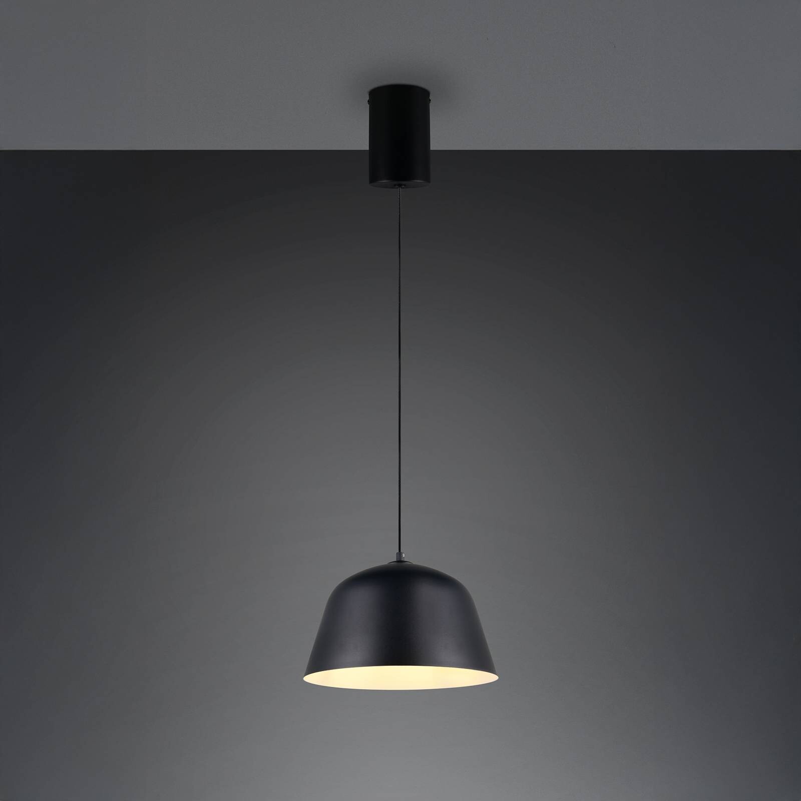 Závesné svietidlo Tova, čierne matné, Ø 30 cm, kov, E27
