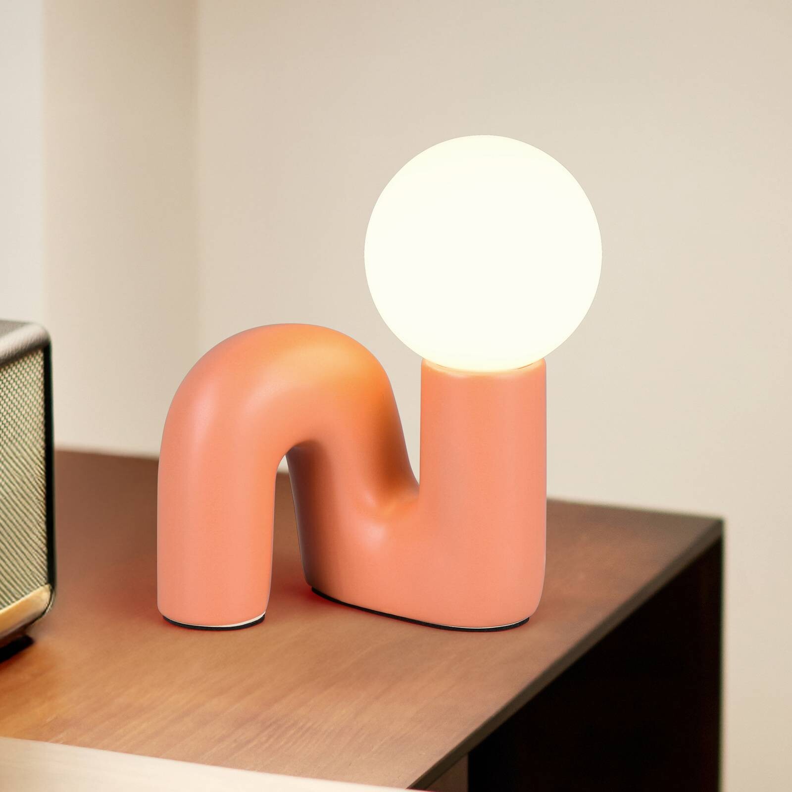 Stolová lampa Quinn, oranžová, výška 22 cm, keramika/sklo, G9