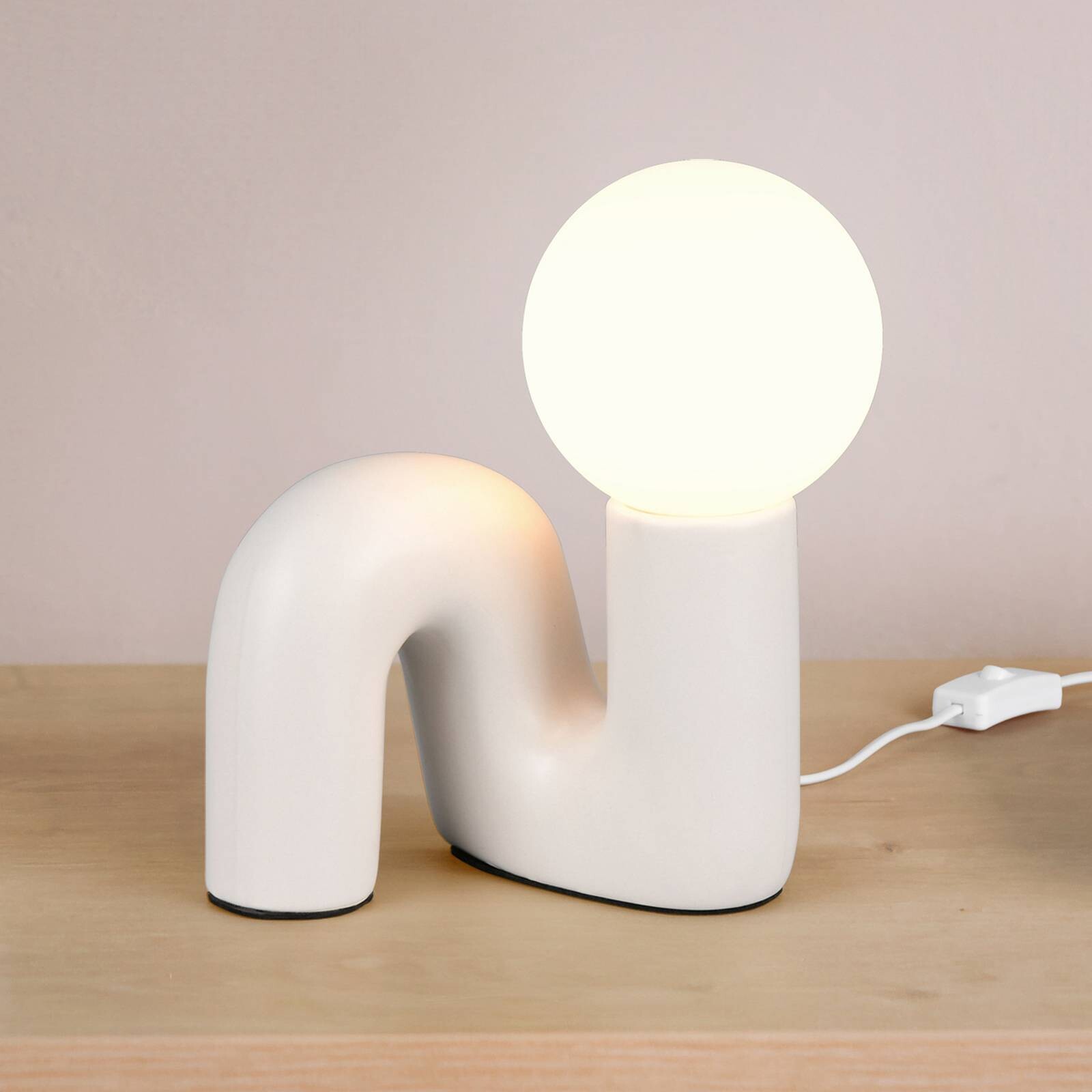 Stolová lampa Quinn, svetlošedá, výška 22 cm, keramika/sklo, G9