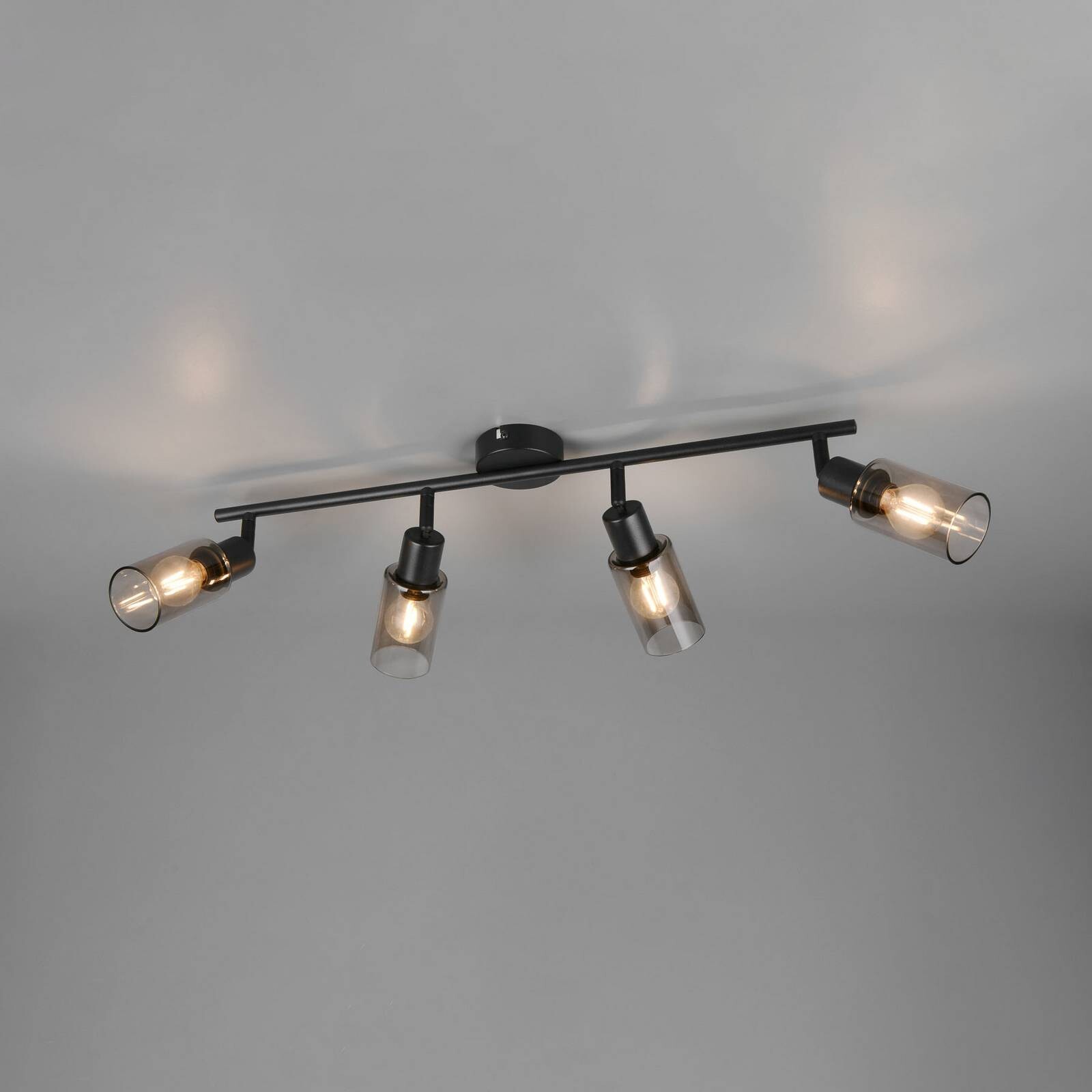 Bodové svetlo Mars, dĺžka 82 cm, čierna matná, 4-pl., kov E14