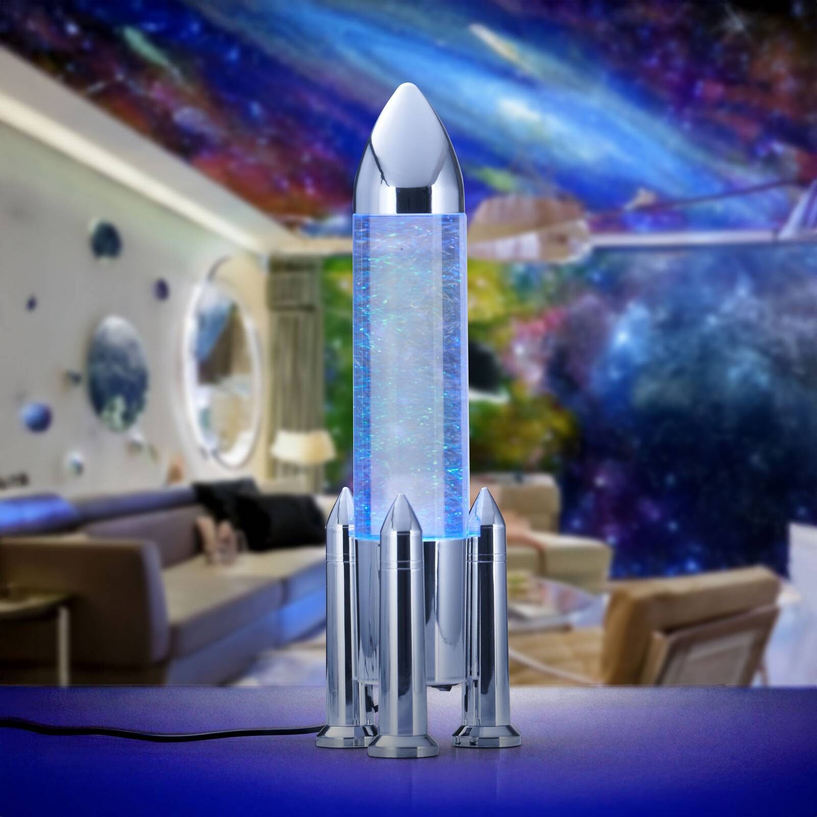 Stolová LED lampa Apollo, titánová farba, výška 33 cm, RGB, USB