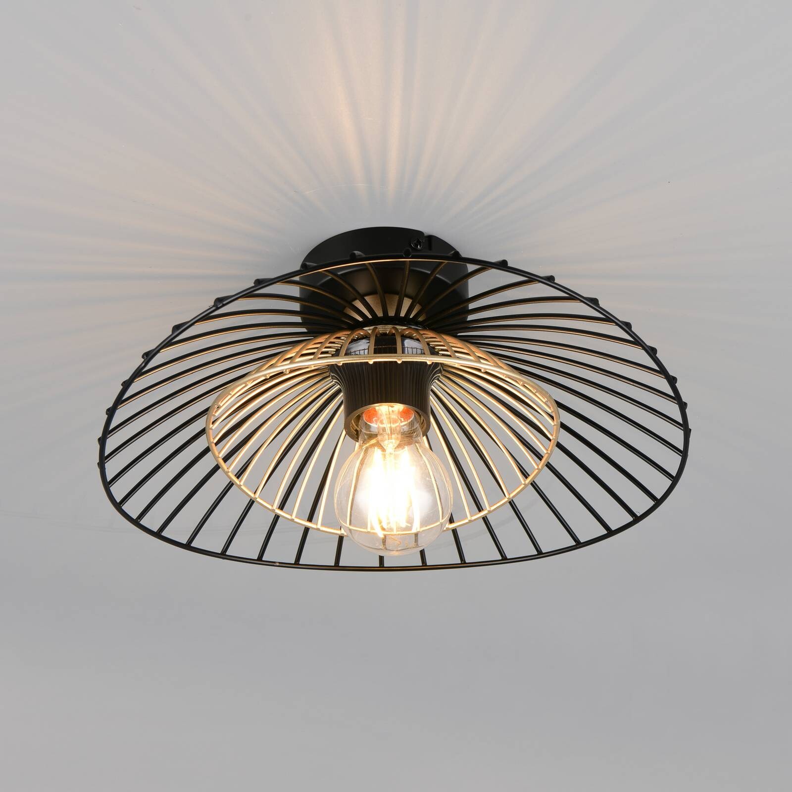 Stropné svietidlo Lauris, čierne matné, Ø 30 cm, kov, E27