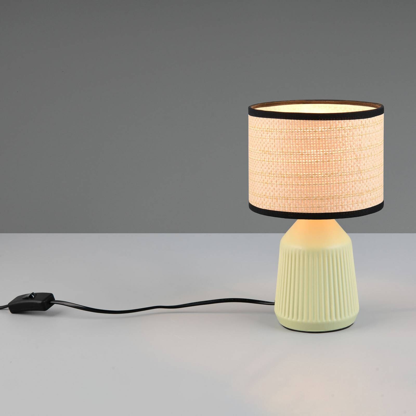 Stolová lampa Formentera, zelená/béžová, výška 27 cm Keramika/papier