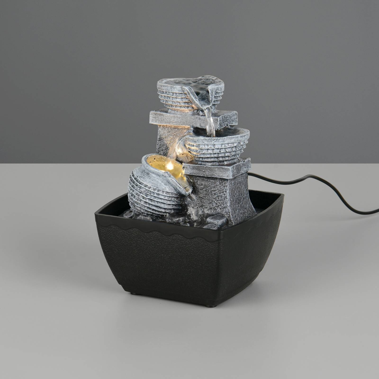 Stolová LED lampa Luma, hnedá, výška 18 cm, umelá živica, USB