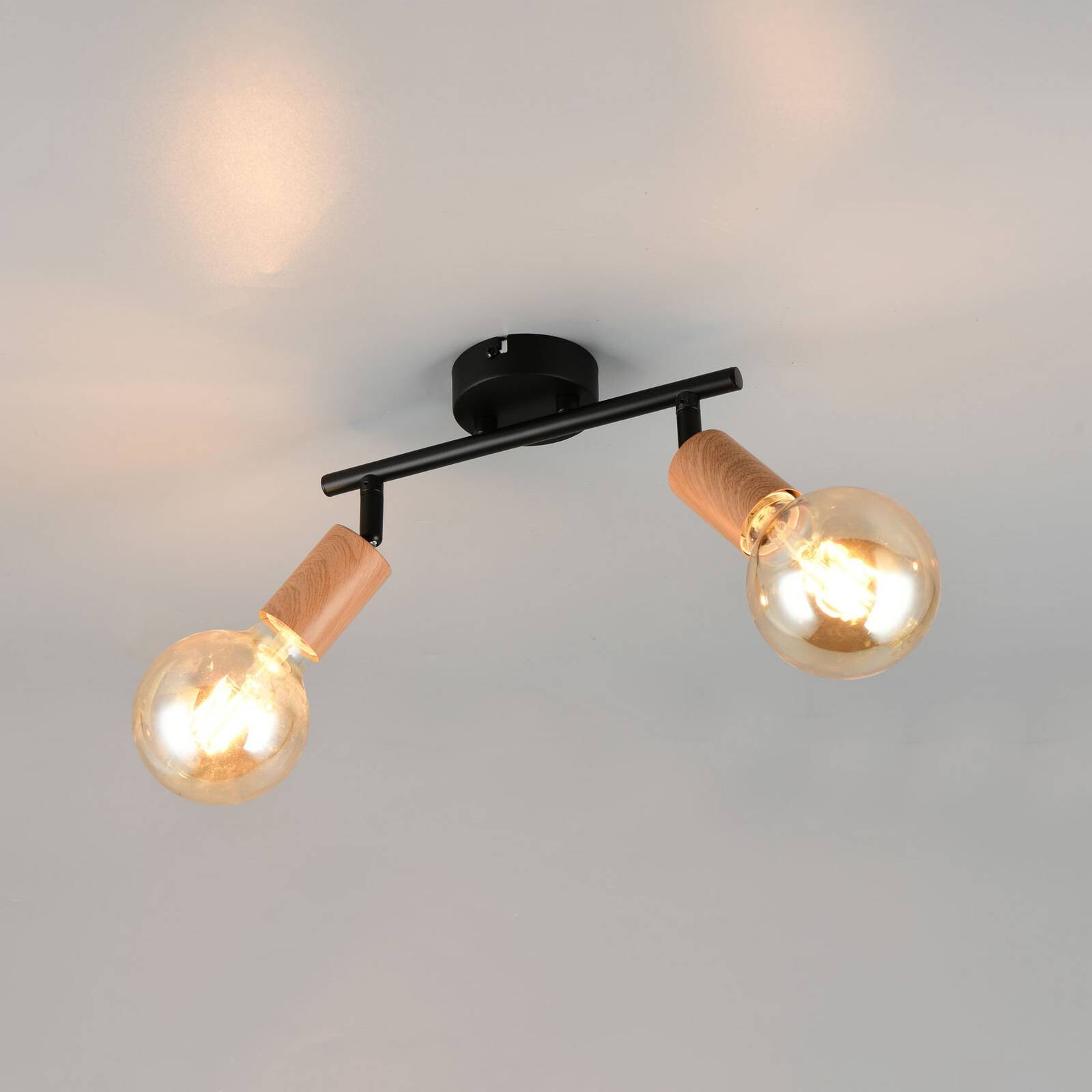 Stropné svietidlo Lamego, čierne, dĺžka 35 cm, 2-pl., kovové