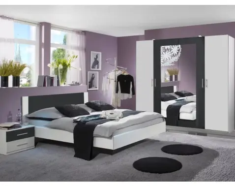 Zostava spálne Nora 180x200 cm, biela/grafitová%