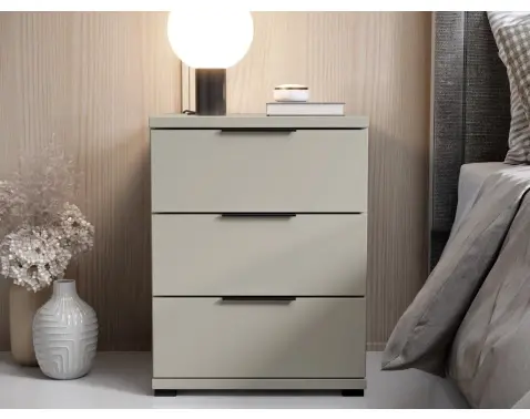 Nočný stolík s 3 zásuvkami Smilla, výška 61 cm, béžový kašmír%