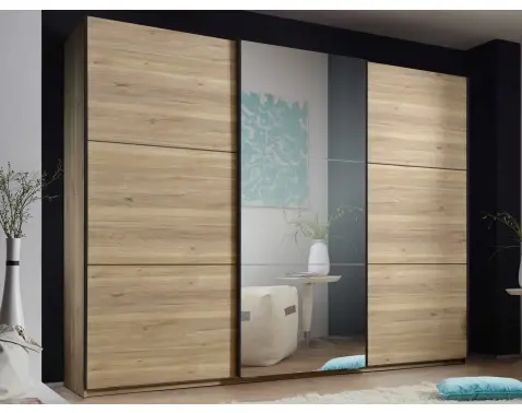 Šatníková skriňa so zrkadlom Bravo, 270 cm, dub mauvella%