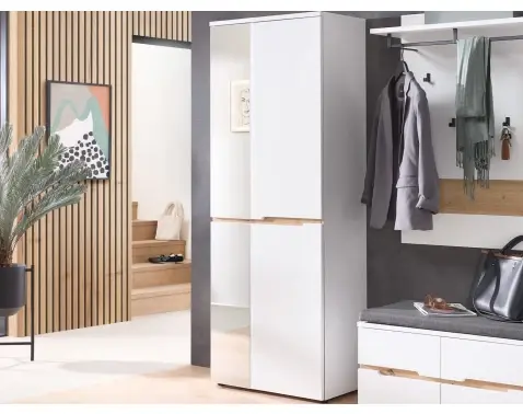 Predsieňová šatníková skriňa so zrkadlom emphis, 65 cm, biela/dub artisan%