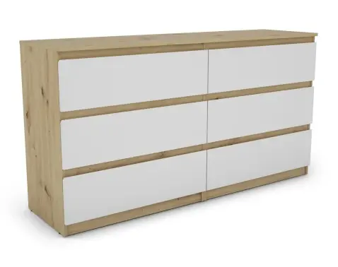 Široká komoda Carlos, dub artisan/biela, 150 cm%