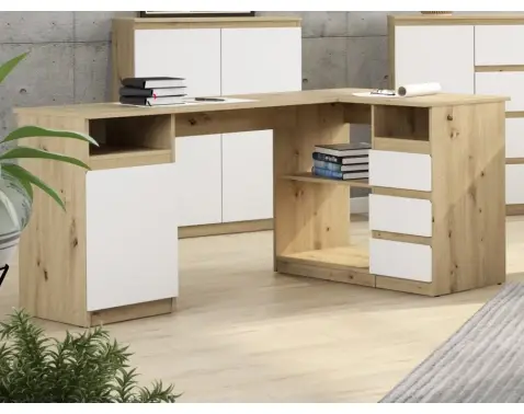 Rohový písací stôl Carlos, dub artisan/biea%