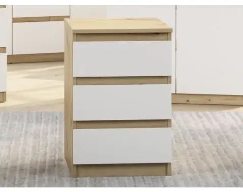 Skrinka/vysoký nočný stolík Carlos 40 cm, dub artisan/biela, 3 zásuvky%