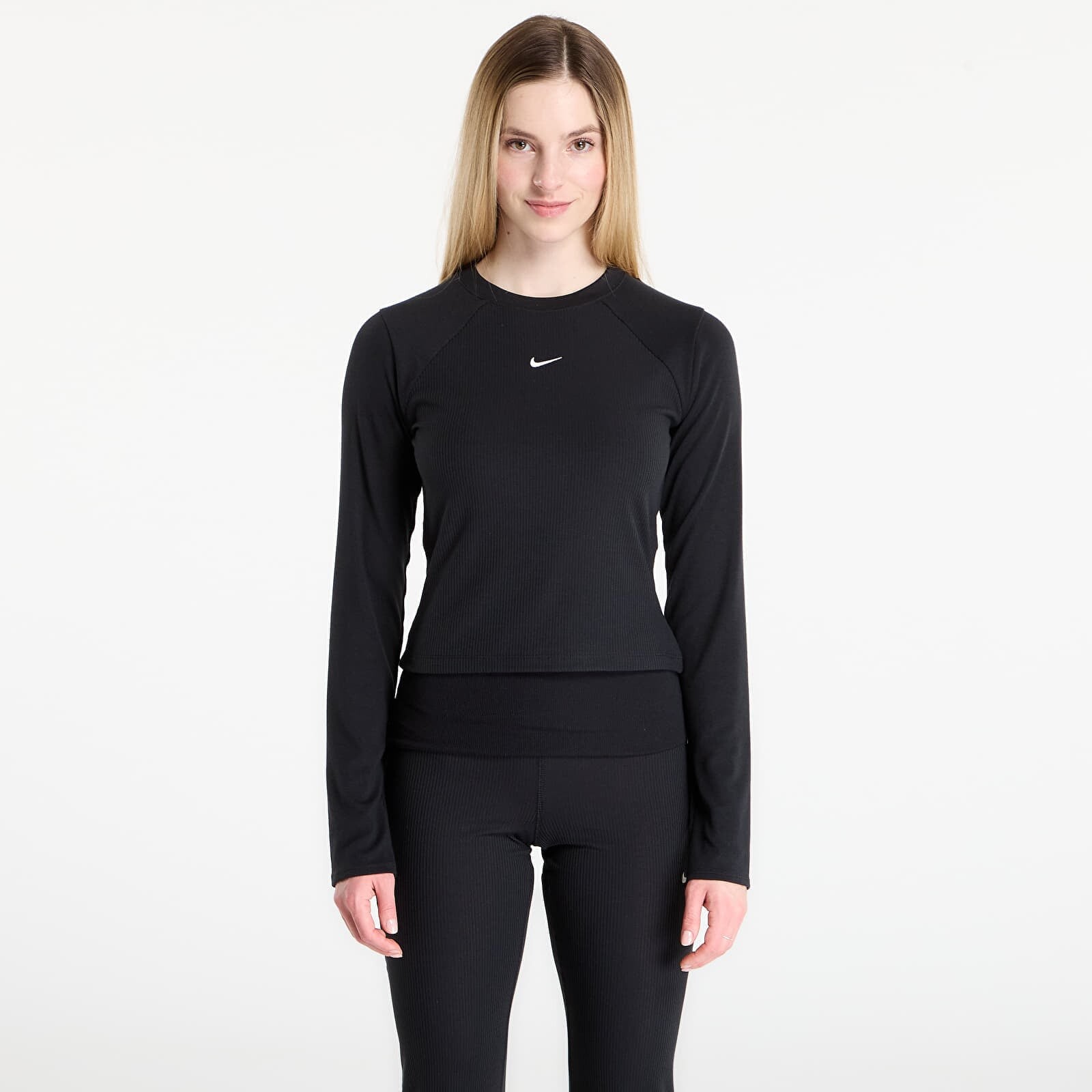 Tričko Nike Sportswear Chill Knit Women's Tight Long-Sleeve Ribbed Top Black/ Sail L