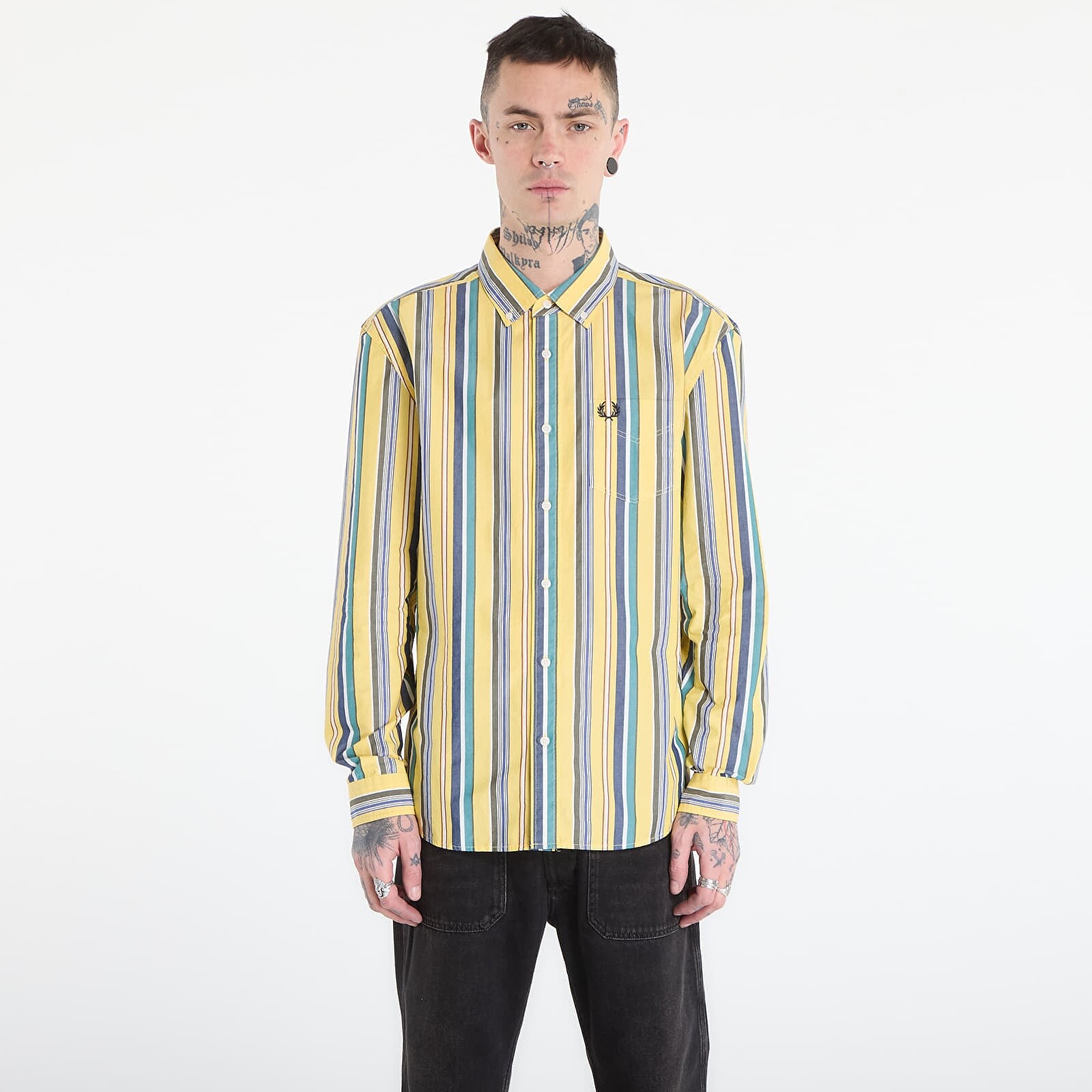 Košeľa FRED PERRY Relaxed Stripe Shirt Lemon Barley L
