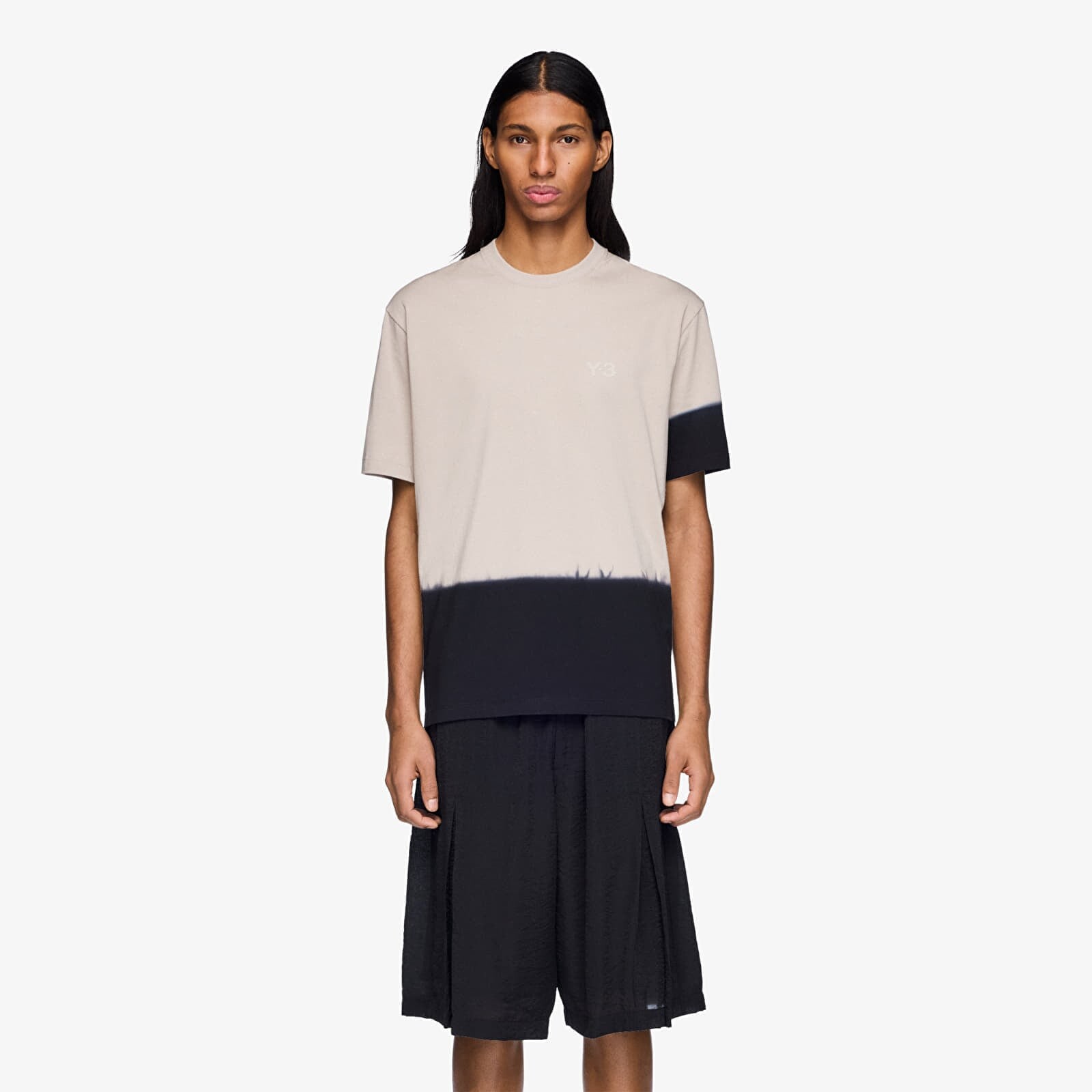 Tričko Y-3 Dipped Regular Short Sleeve T-Shirt Light Brown/ Black XS