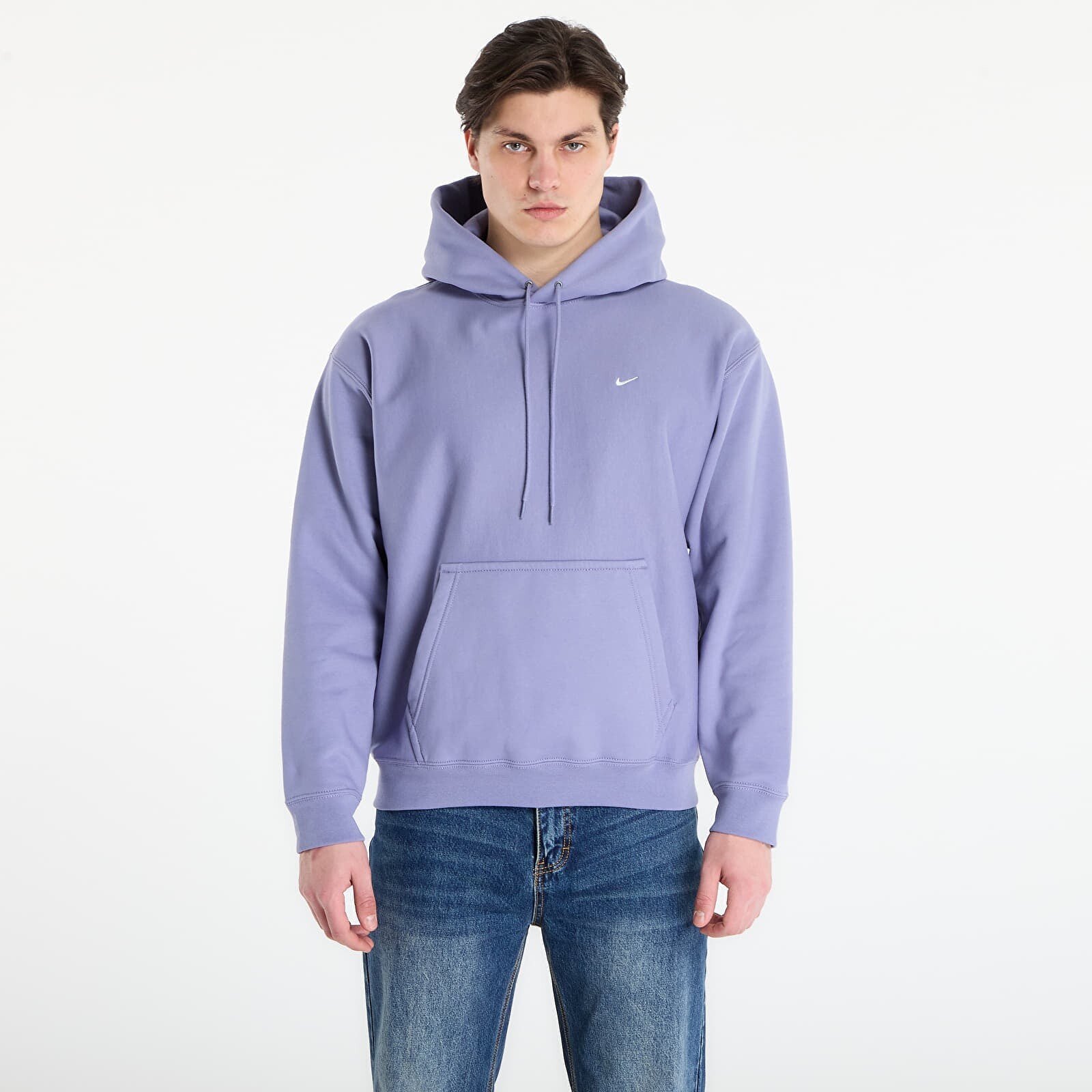 Mikina Nike Solo Swoosh Men's Pullover Hoodie Iron Purple/ White S