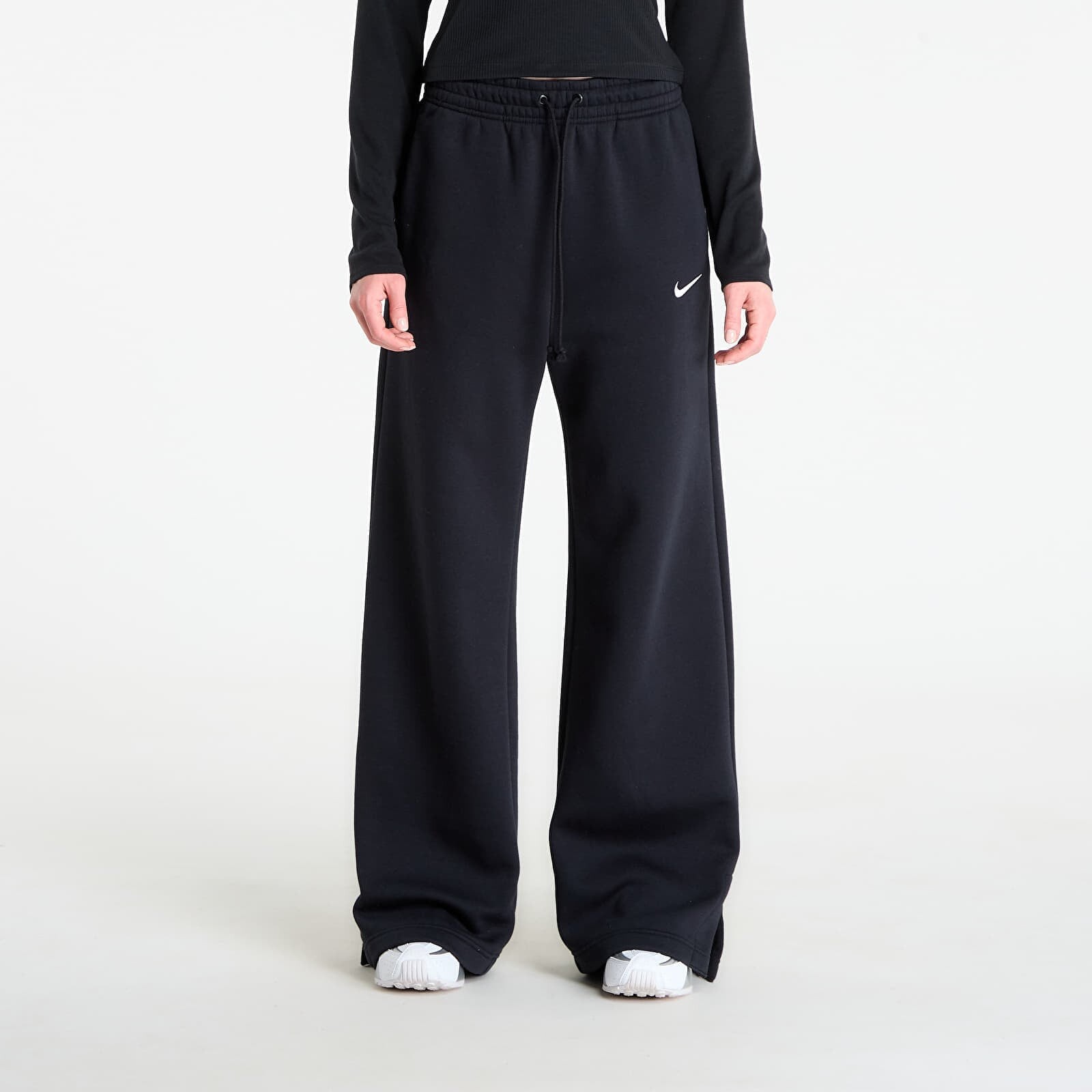 Tepláky Nike Sportswear Phoenix Fleece Women's High-Waisted Wide-Leg Pants Black/ Sail S