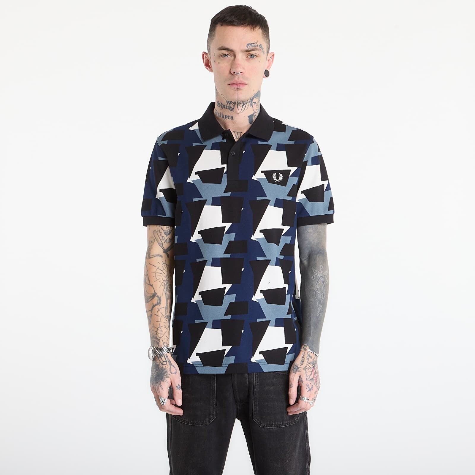 Tričko FRED PERRY Fragment Print Polo Shirt Ecru M