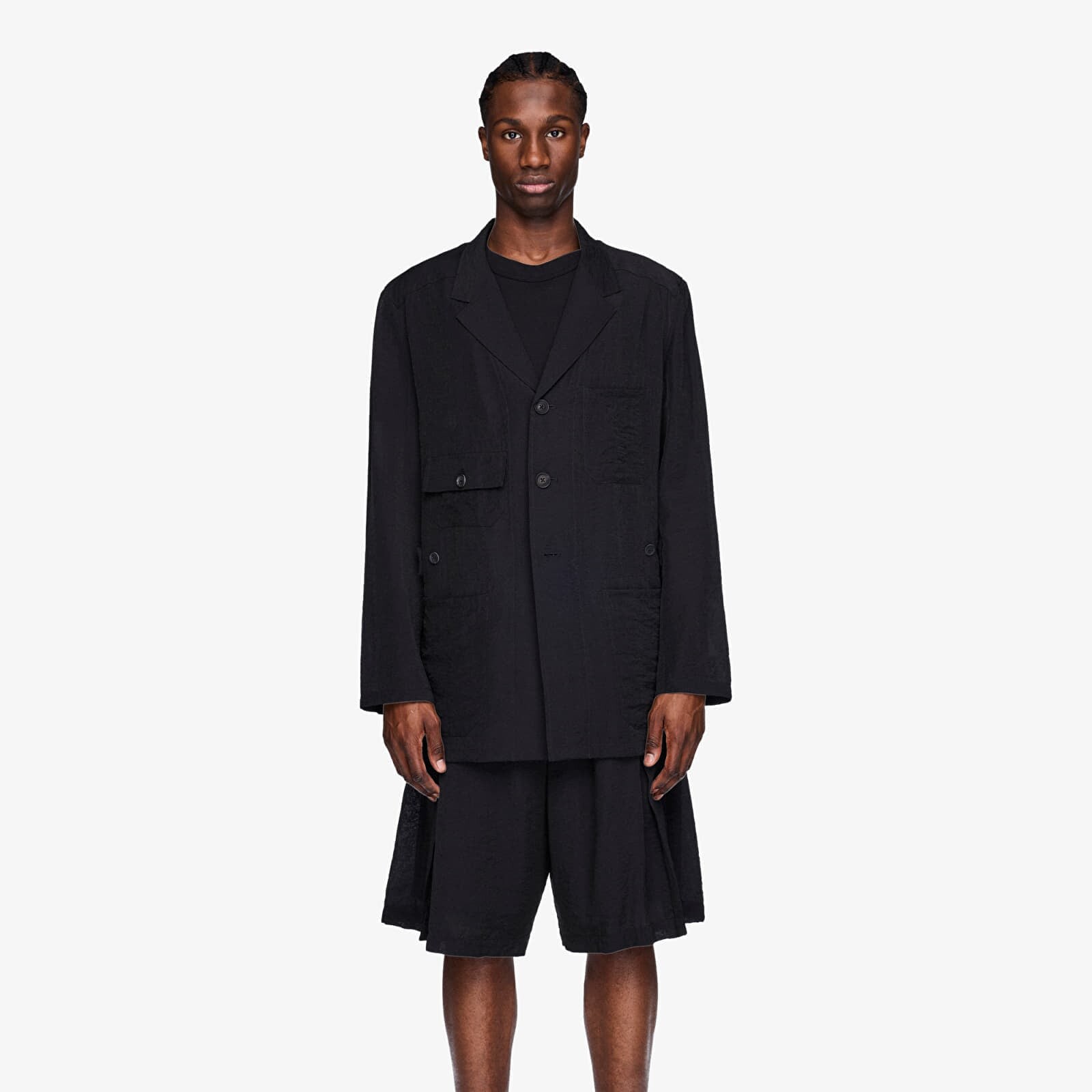 Bunda Y-3 Crinkle Viscose Chore Coat Black/ Night Grey S