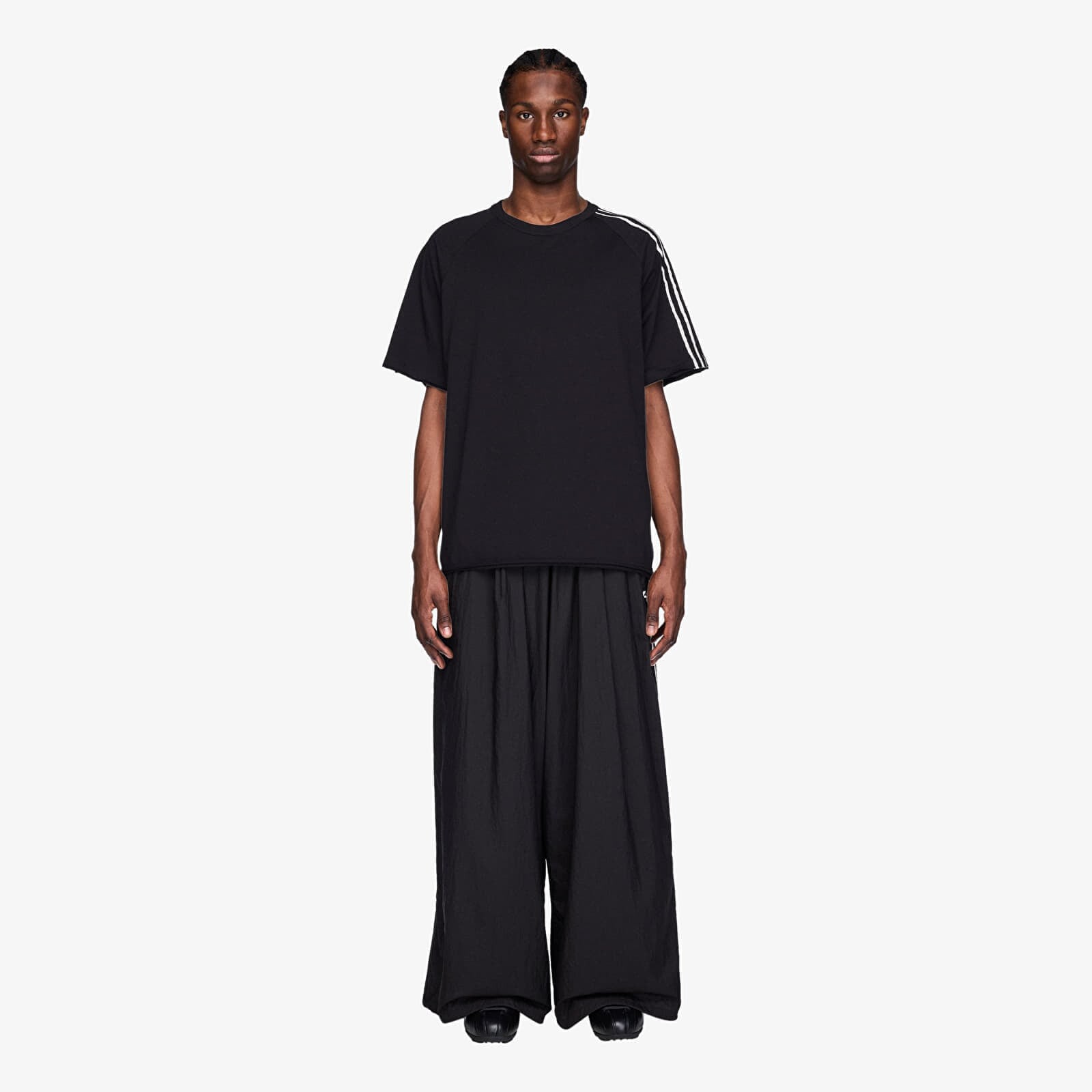 Tepláky Y-3 Raw Edge 3 Stripes Wide Tracksuit Bottoms Black L
