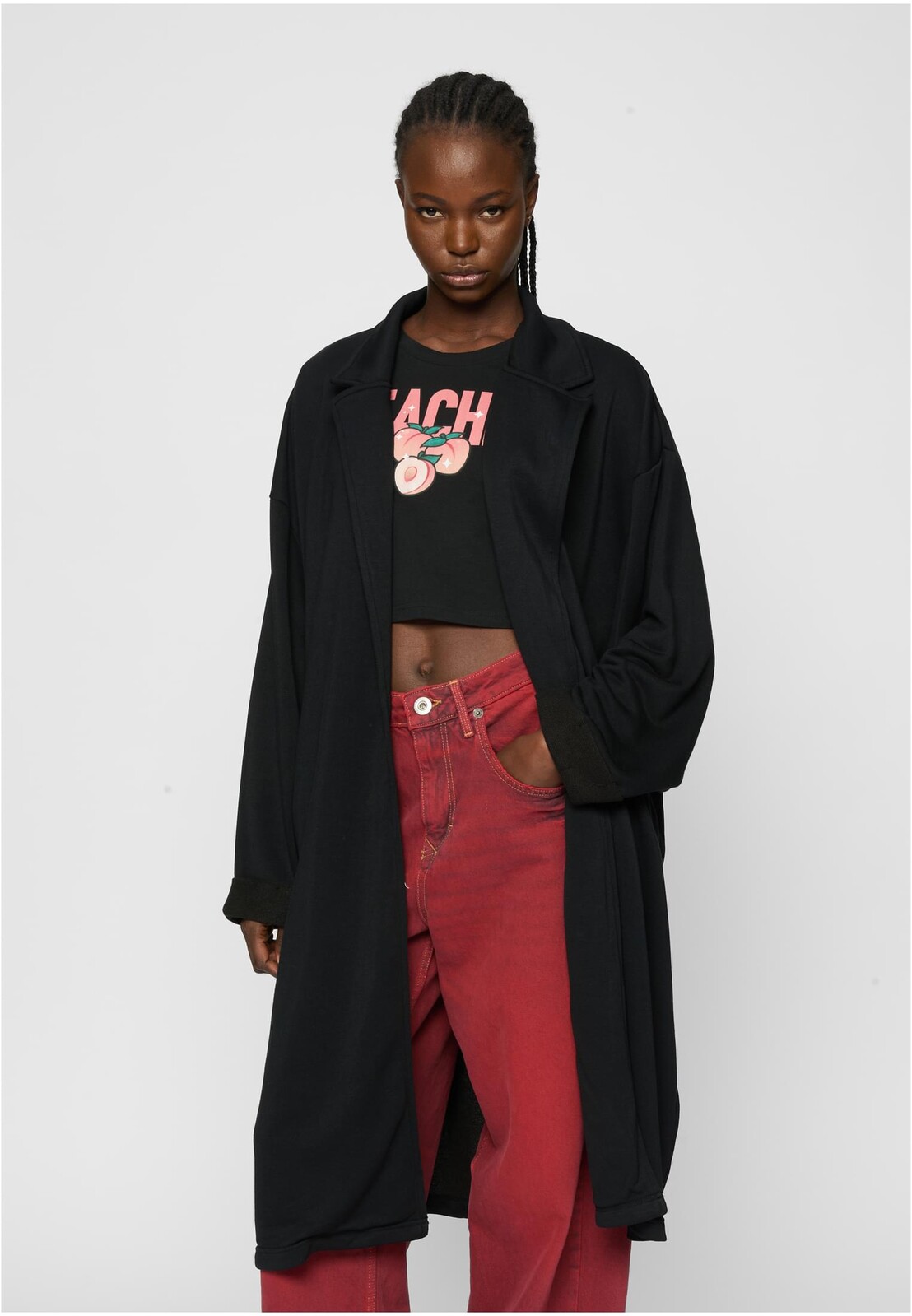 Women's Modal Terry Oversized Coat Black