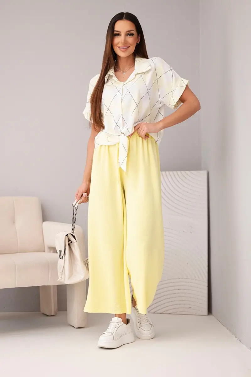 Dámsky set s viskózovou košeľou a nohavicami