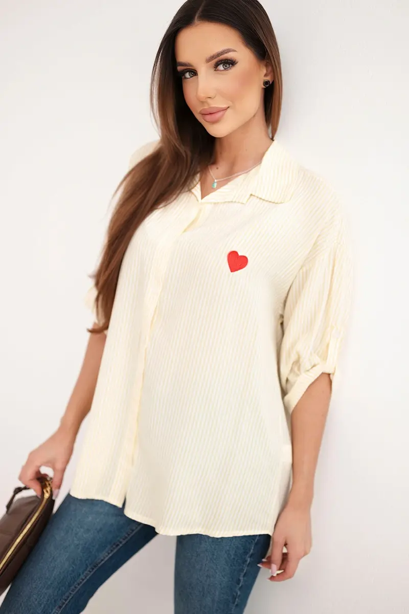 Dámska viskózová košeľa s čipkovými rukávmi