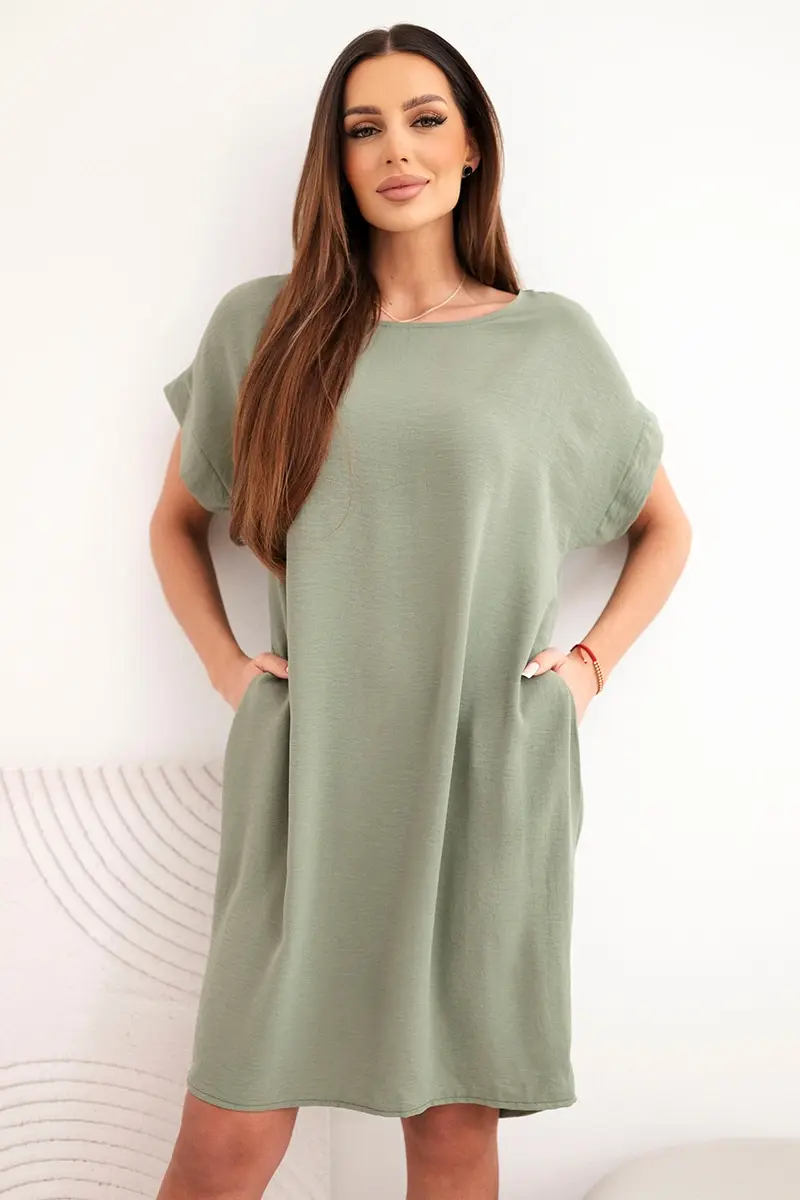 Kesi šaty s vreckami, svetlo khaki