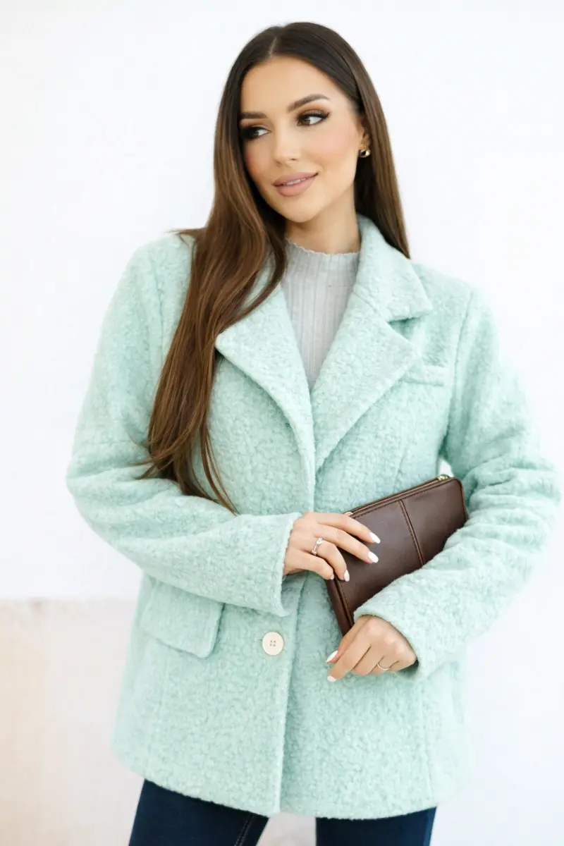 Kesi dámska bunda z mäkkej vlny s golierom