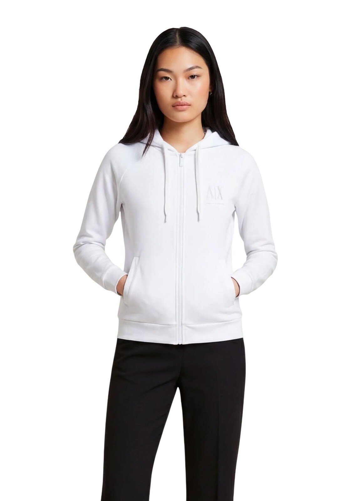 Armani Exchange biela mikina na zips