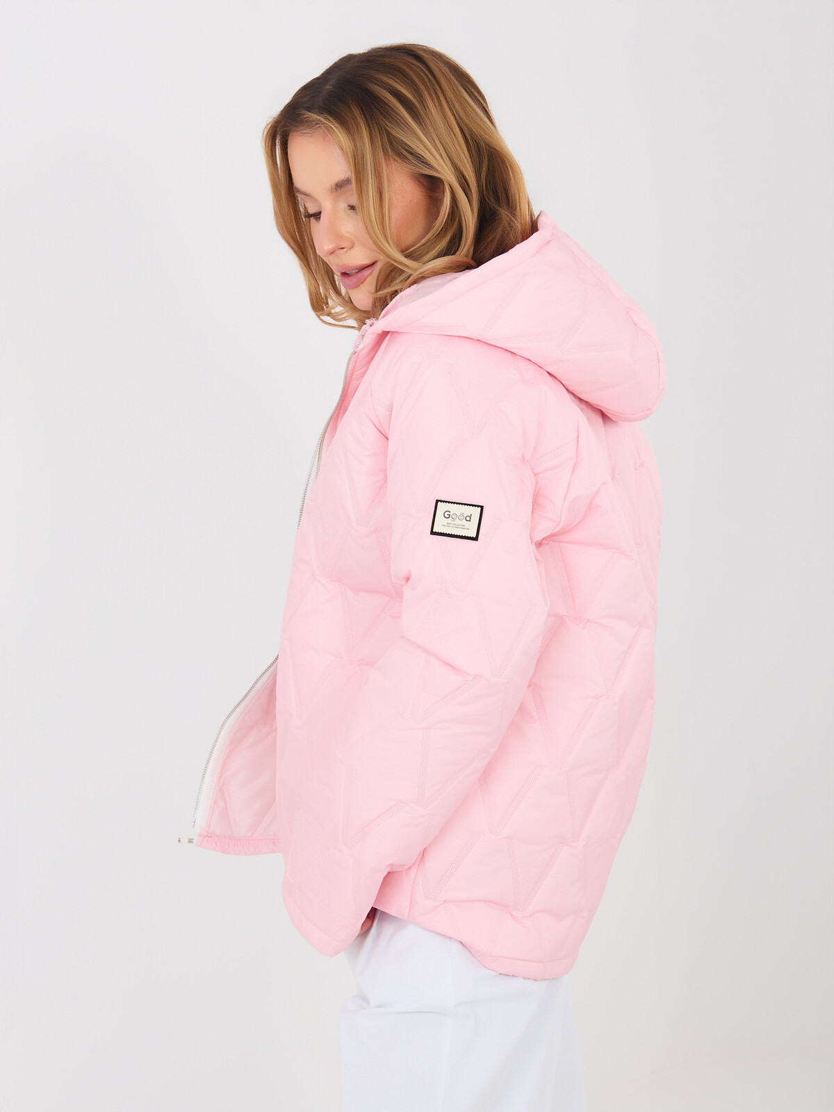 Ružová prešívaná zimná bunda