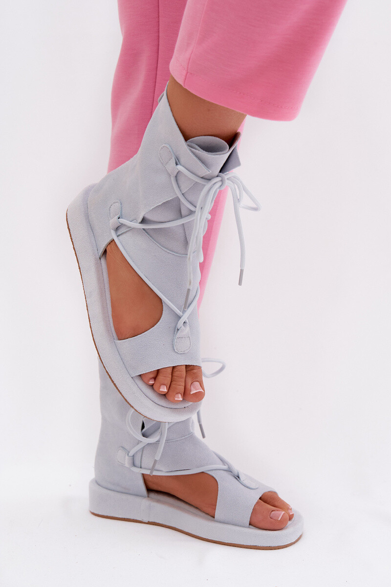 Dámske sandále z eko semišu s viazaním