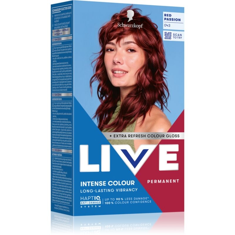 Schwarzkopf LIVE Intense Colour permanentná farba na vlasy odtieň 043 Red Passion 1 ks