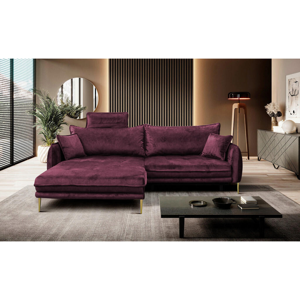 MID.YOU ROHOVÁ SEDACIA SÚPRAVA, textil, vínovočervená