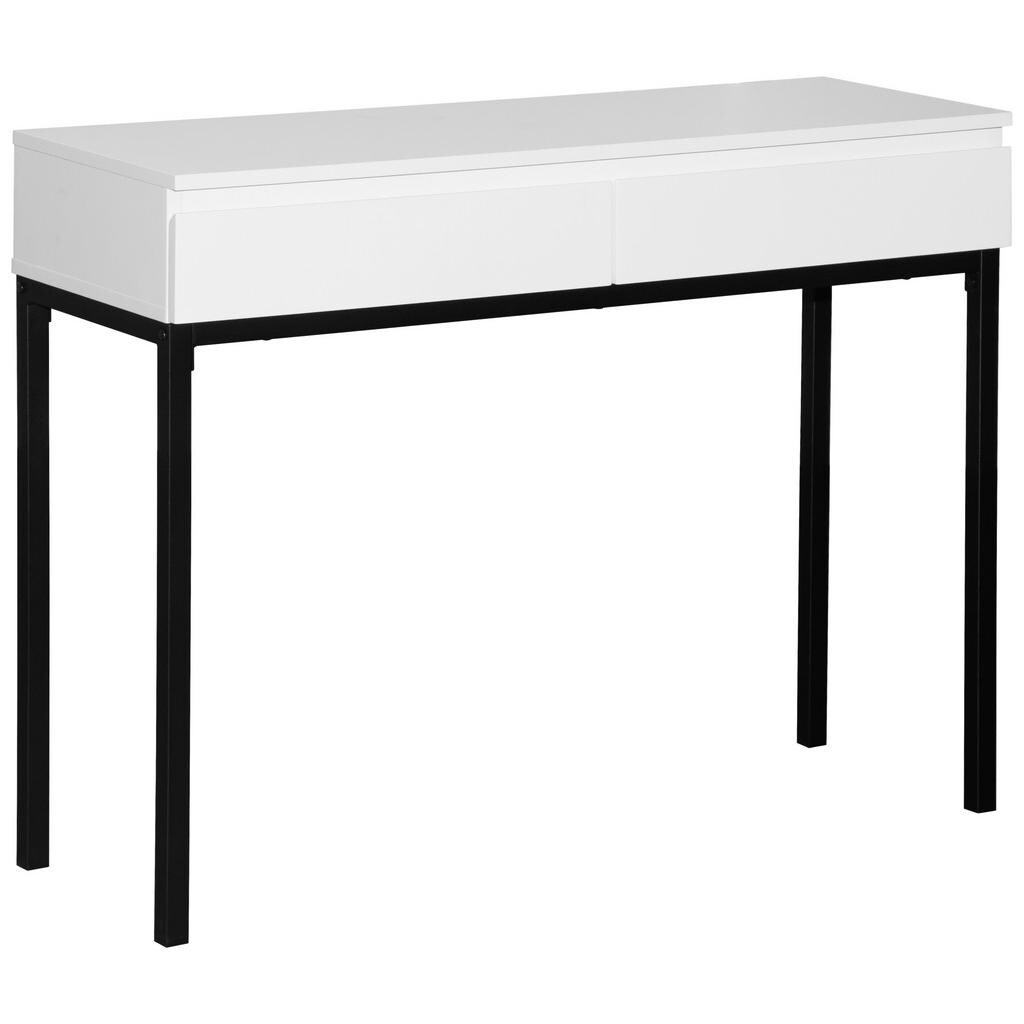 home24 KONZOLOVÝ STOLÍK, čierna, biela, kov, kompozitné drevo, 100/35/77 cm