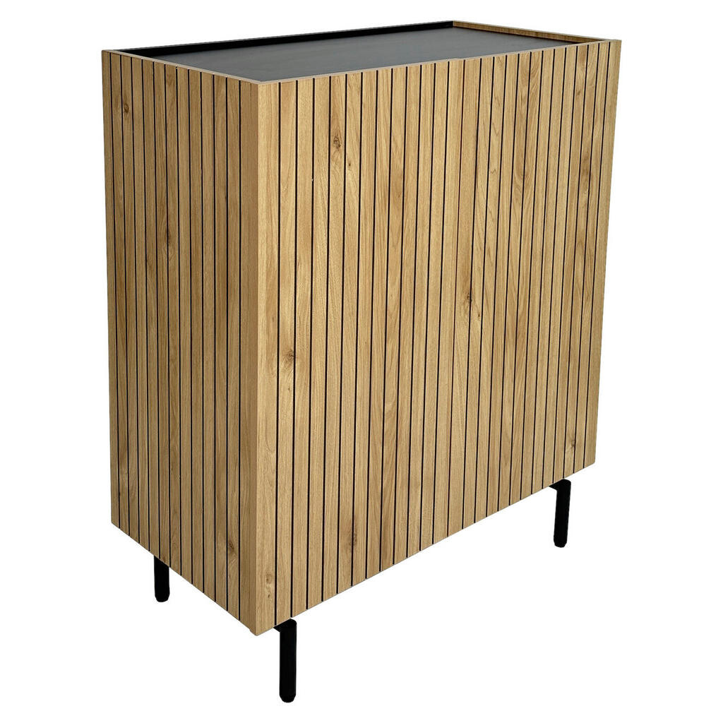 Xora VYSOKÁ KOMODA, čierna, farba duba, 80/95/40 cm