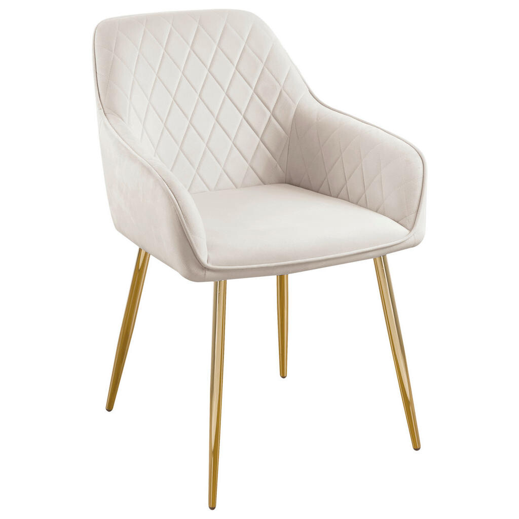 Novel STOLIČKA S PODRÚČKAMI, železo, zamat, zlatá, béžová