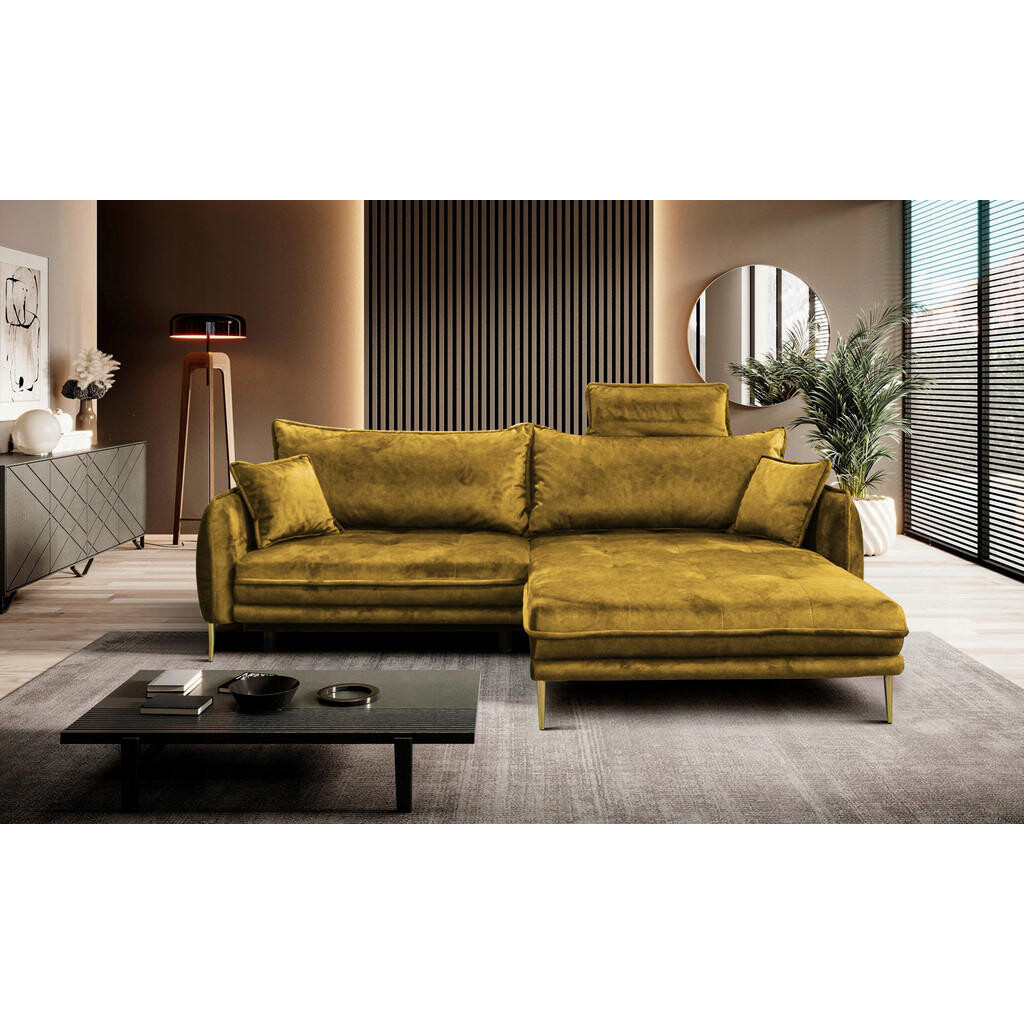 MID.YOU ROHOVÁ SEDACIA SÚPRAVA, textil, horčicovožltá